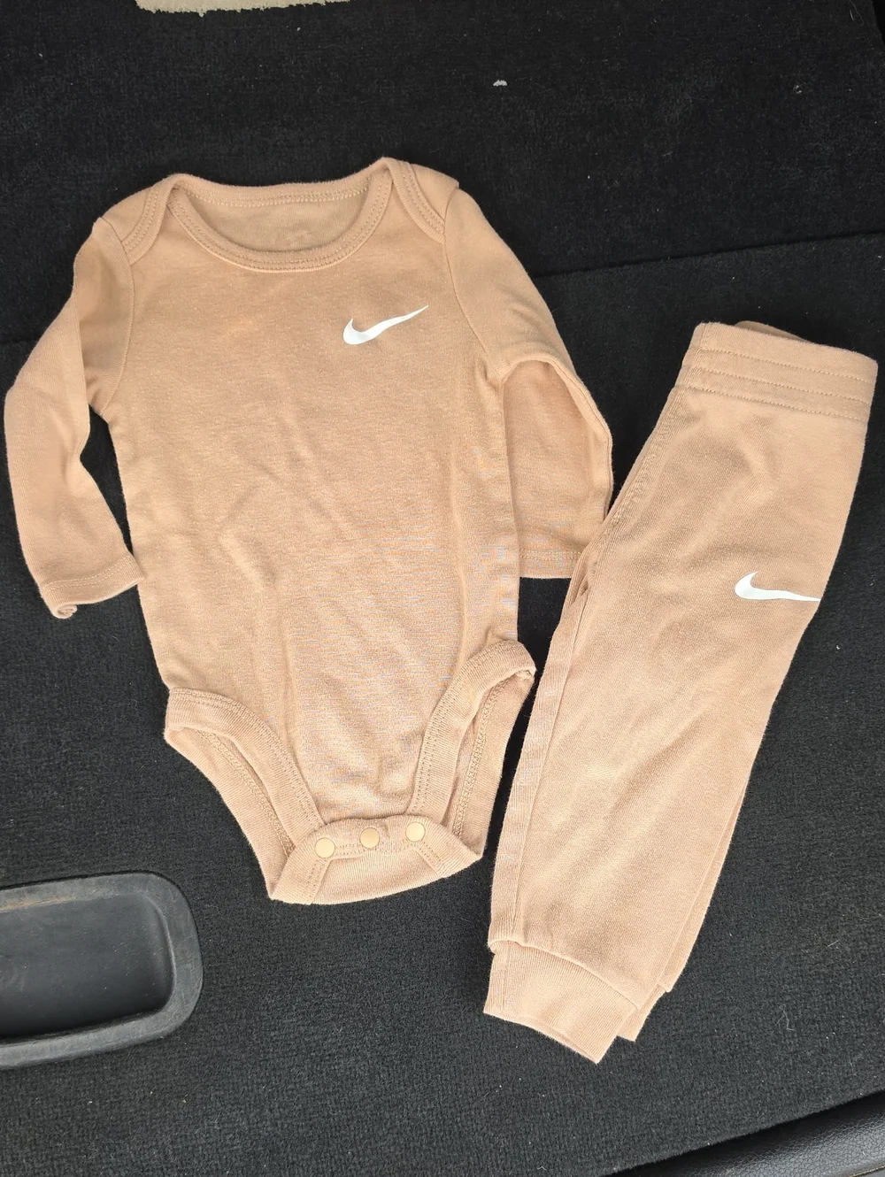 Nike Baby Long-Sleeve One-Piece and Pants Set - Tan 6 Months